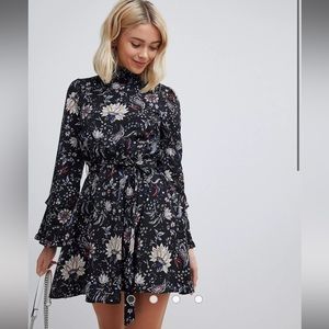 ASOS Parisian Ruffle High Neck Floral Dress